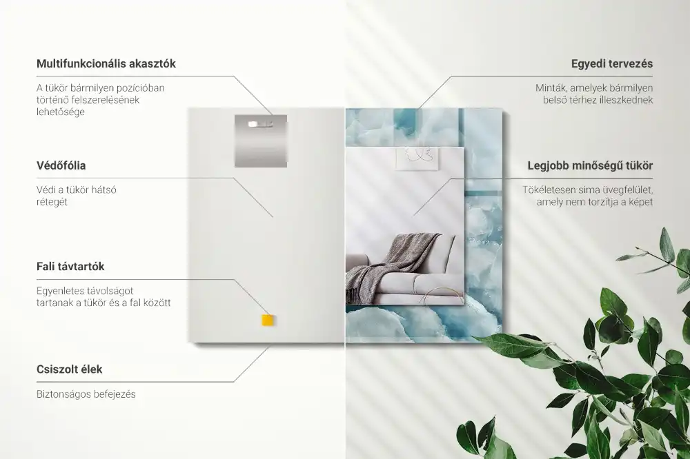 Rectangle decorative mirror Blue marble texture