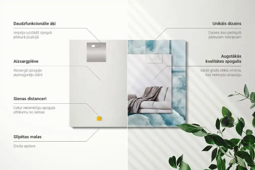 Rectangle decorative mirror Blue marble texture