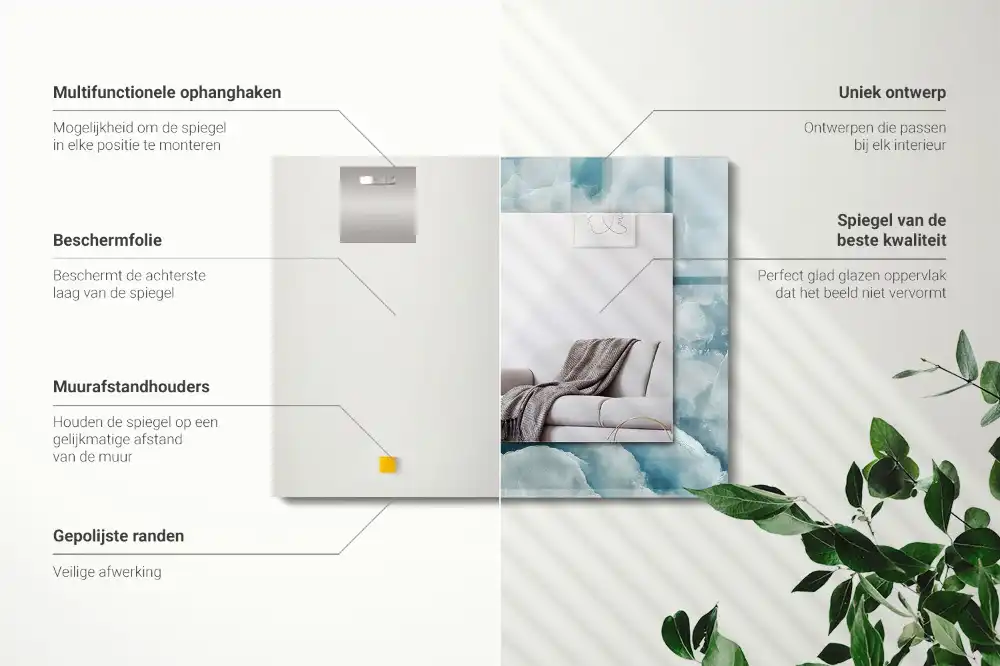 Rectangle decorative mirror Blue marble texture