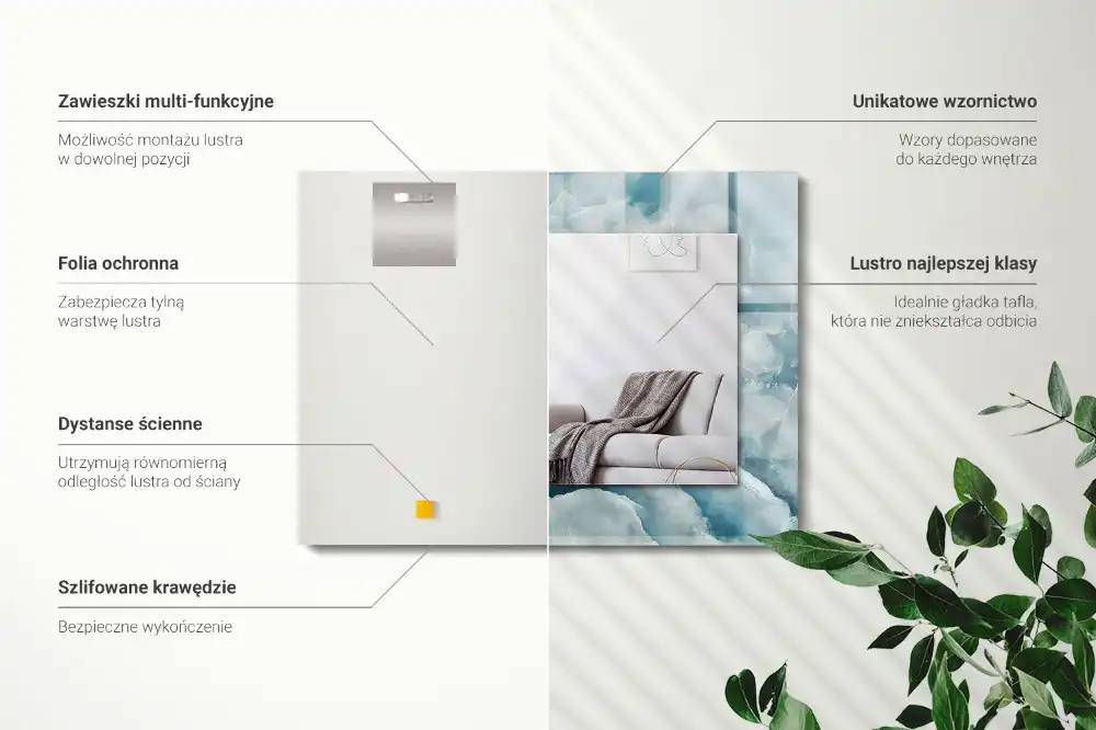 Rectangle decorative mirror Blue marble texture