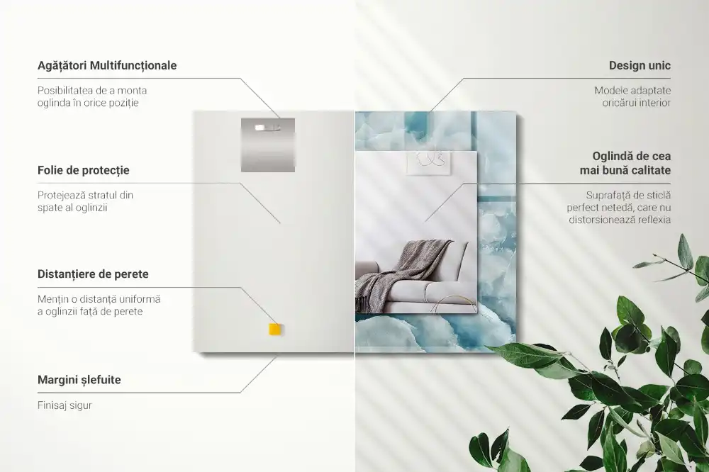 Rectangle decorative mirror Blue marble texture