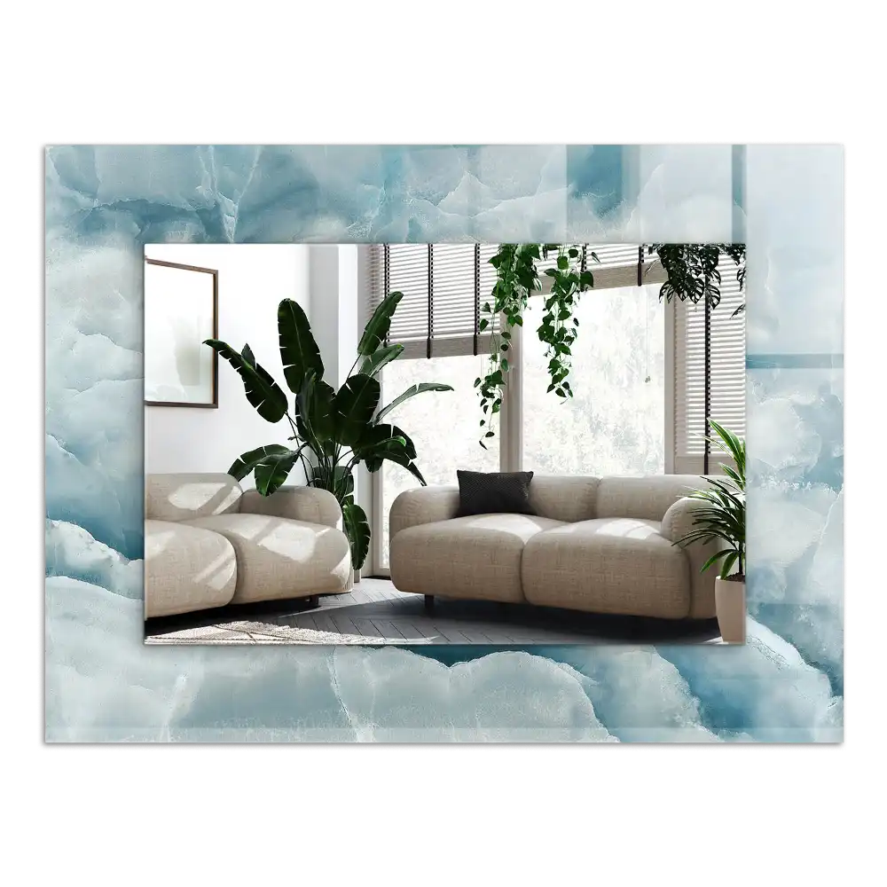 Rectangle decorative mirror Blue marble texture