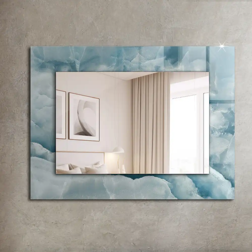 Rectangle decorative mirror Blue marble texture