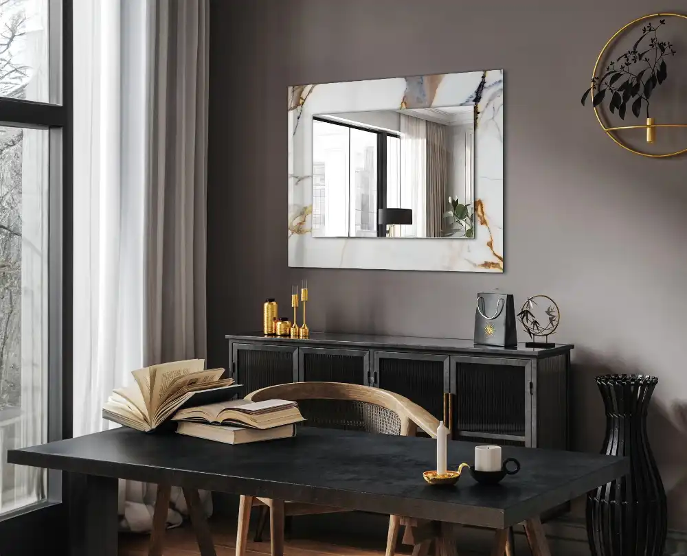 Rectangular wall mirror design Veined marble