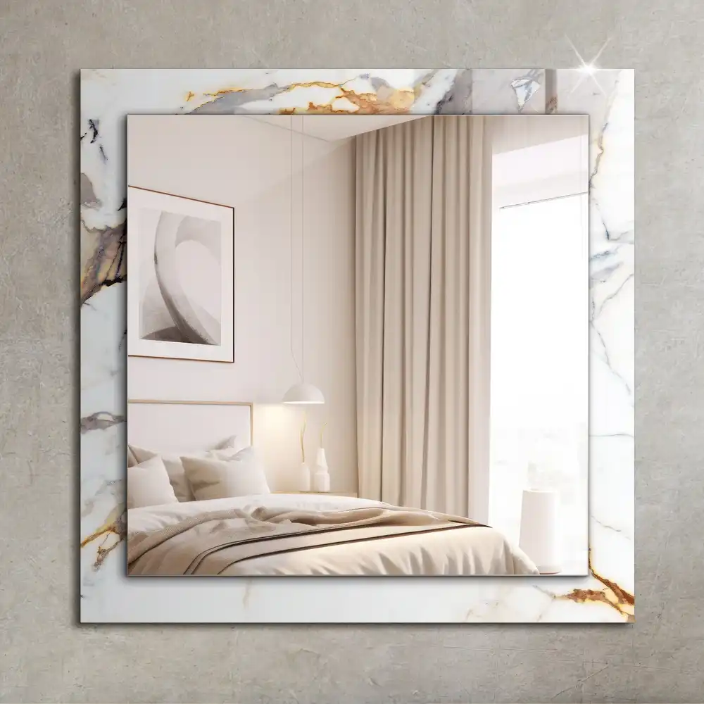 Rectangular wall mirror design Veined marble