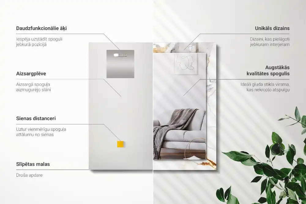 Rectangular wall mirror design Veined marble