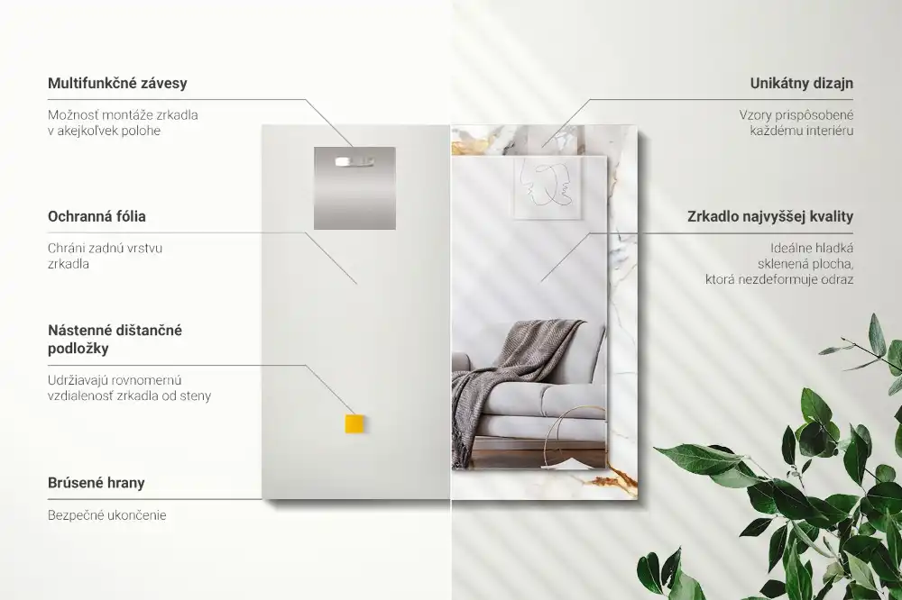 Rectangular wall mirror design Veined marble