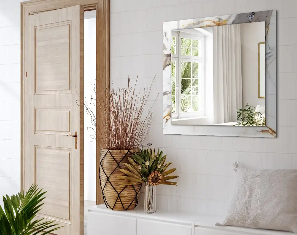 Rectangular wall mirror design Veined marble