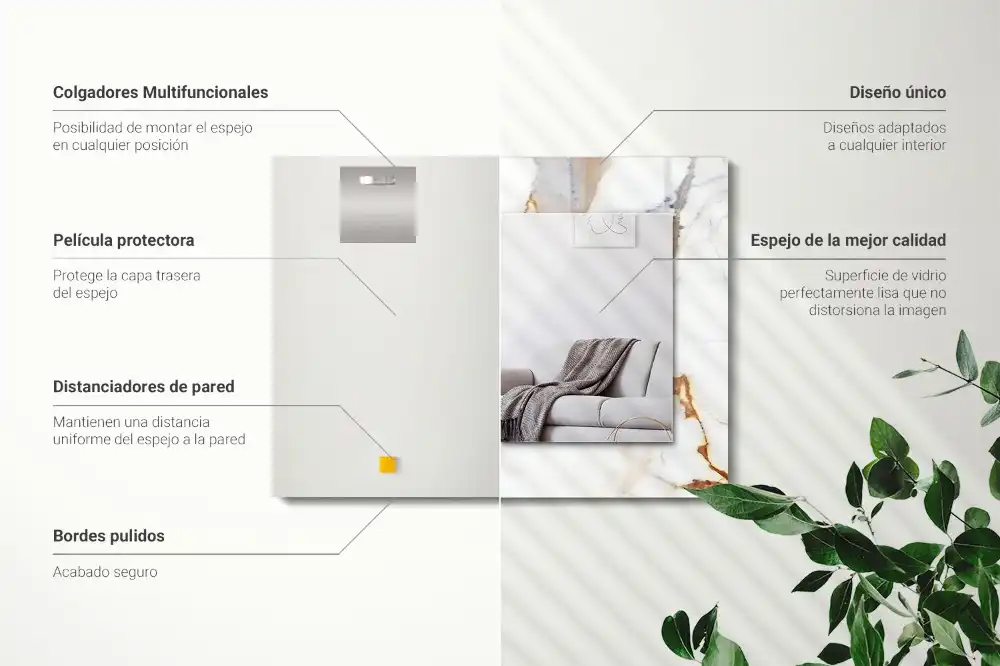 Rectangular wall mirror design Veined marble