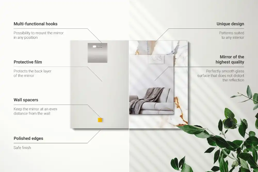 Rectangular wall mirror design Veined marble