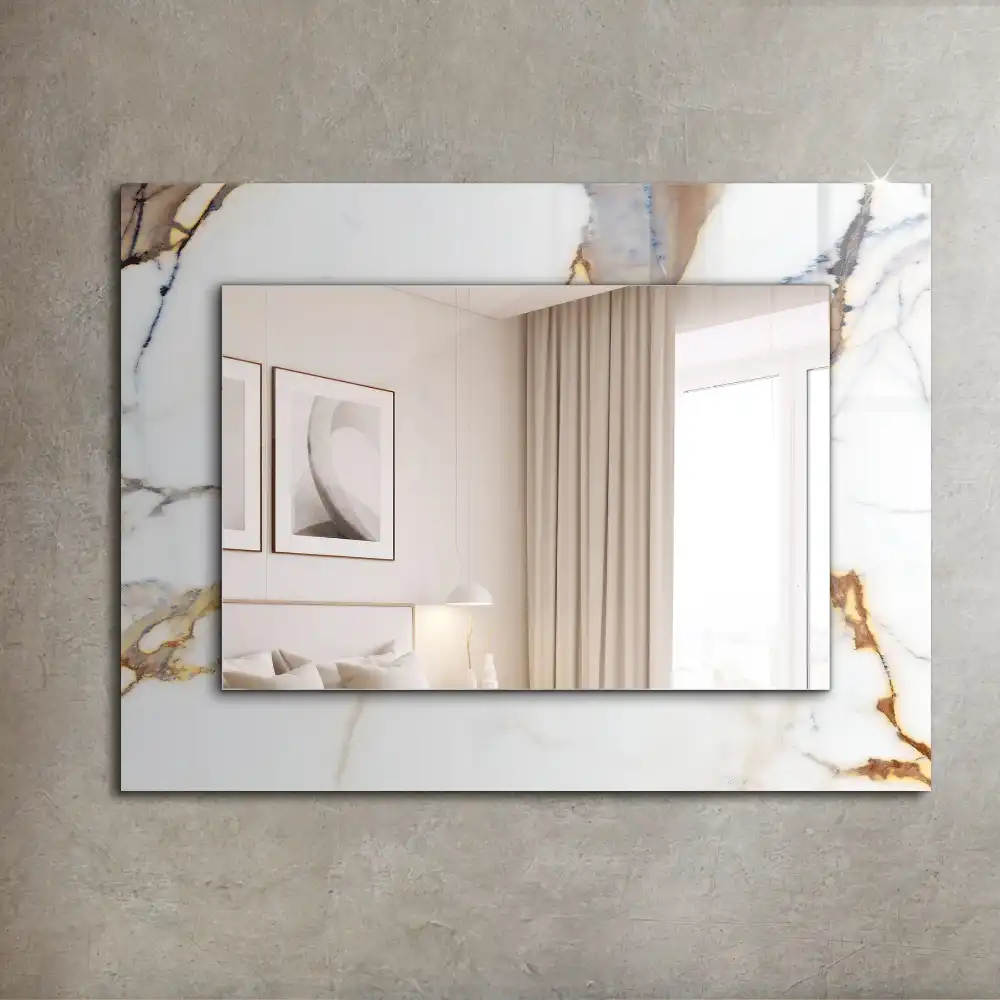 Rectangular wall mirror design Veined marble