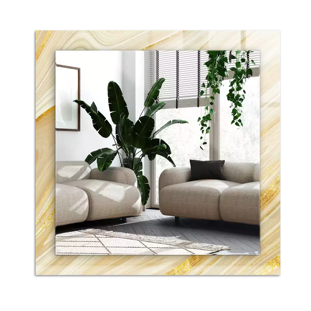 Rectangular decorative mirror Yellow abstract lines