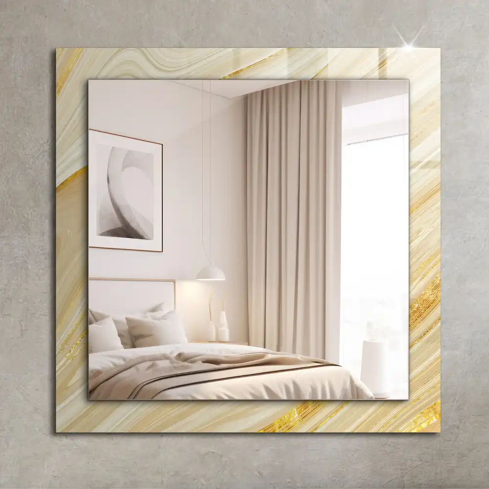 Rectangular decorative mirror Yellow abstract lines