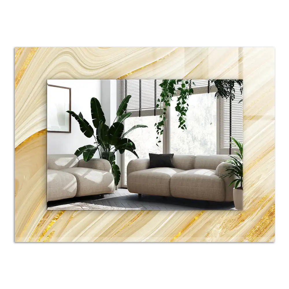 Rectangular decorative mirror Yellow abstract lines