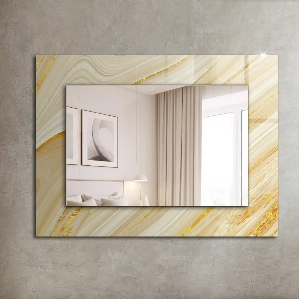 Rectangular decorative mirror Yellow abstract lines