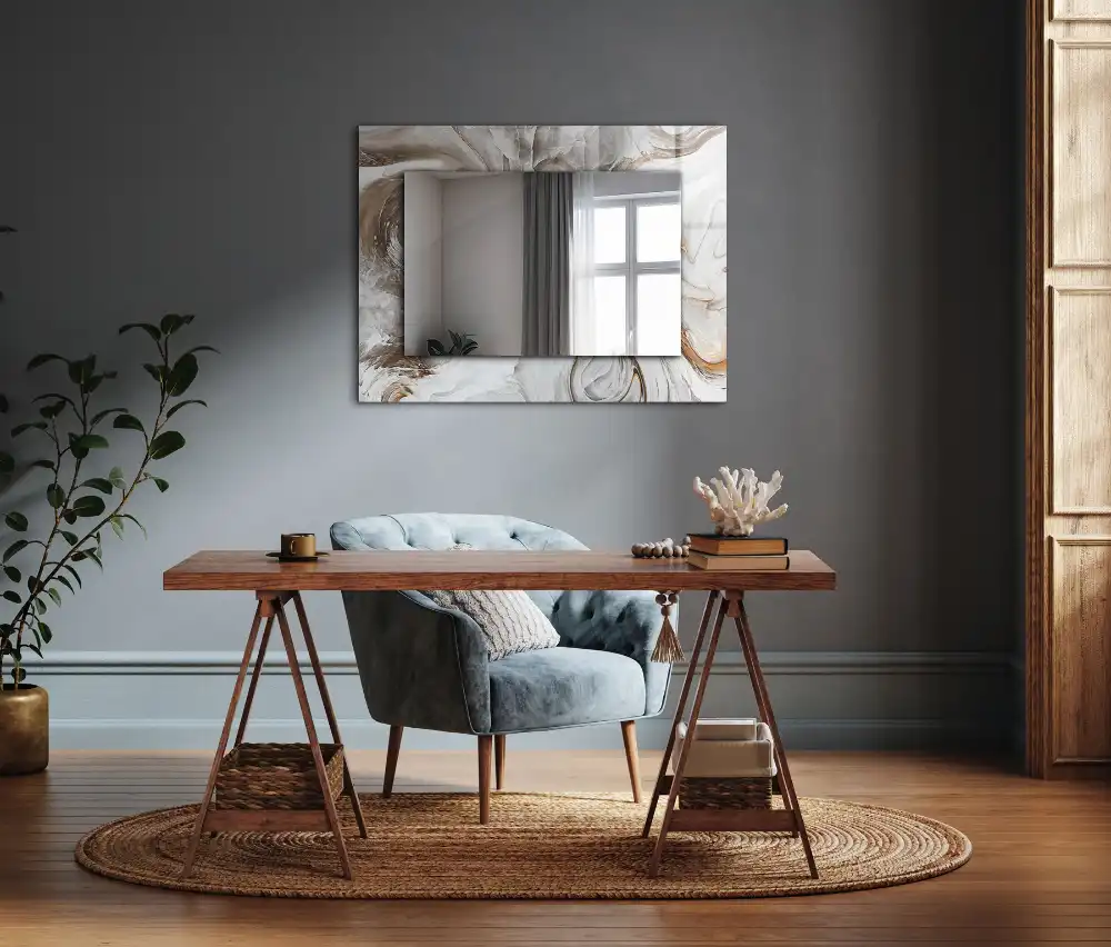 Rectangular mirror print Abstract marble pattern