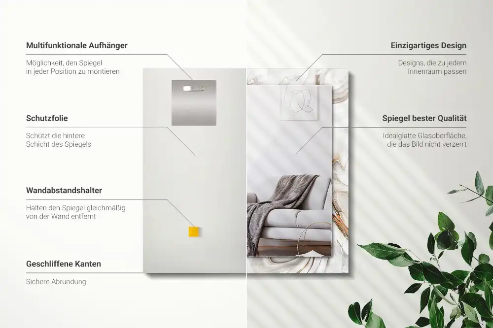 Rectangular mirror print Abstract marble pattern