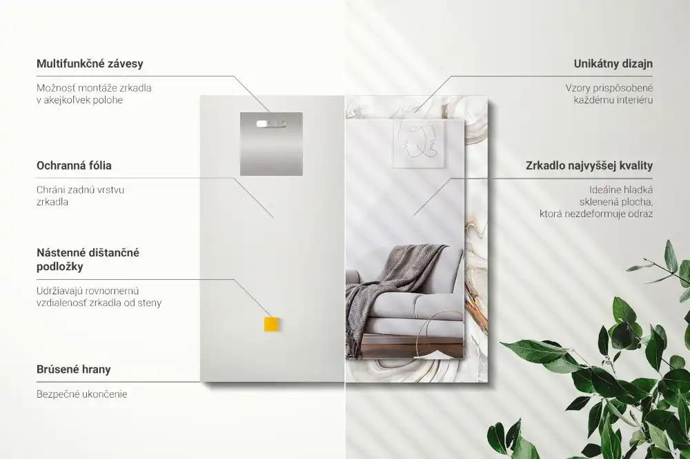 Rectangular mirror print Abstract marble pattern