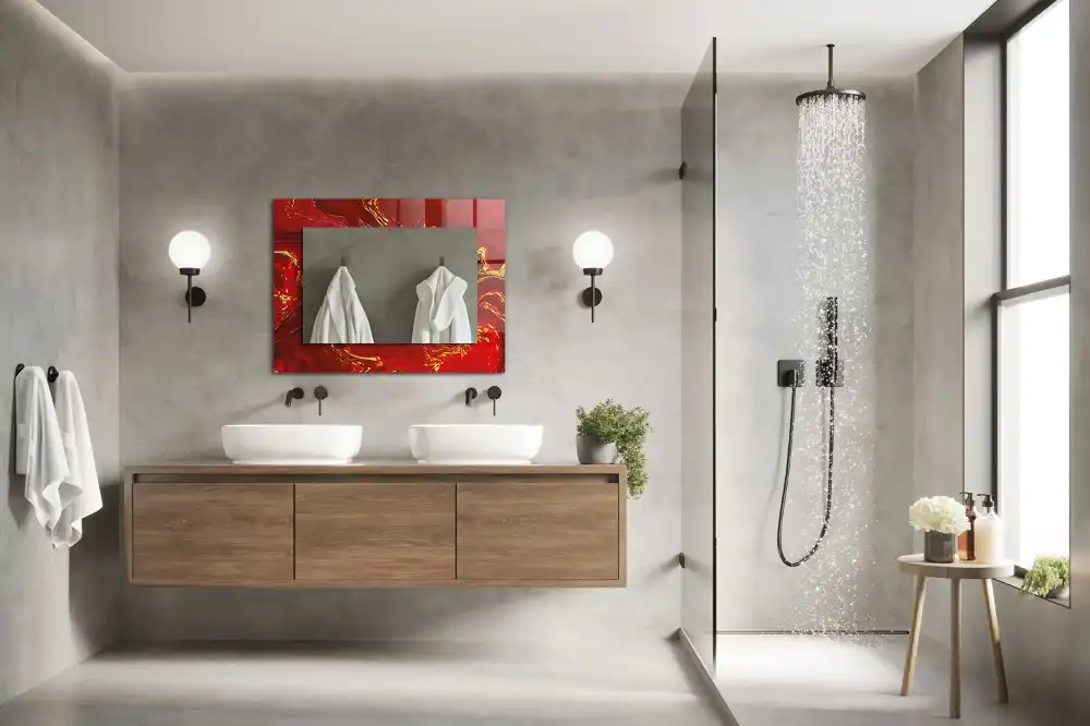 Rectangle decorative mirror Abstract red paint