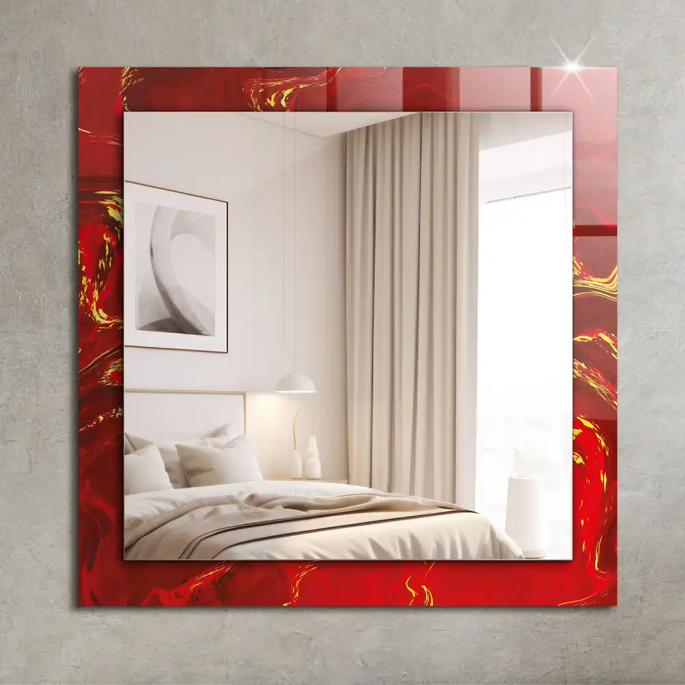 Rectangle decorative mirror Abstract red paint