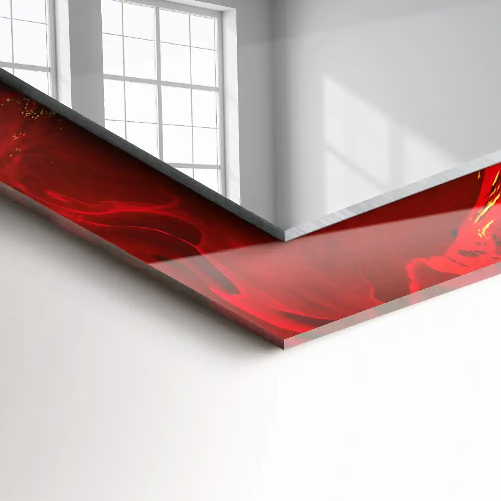 Rectangle decorative mirror Abstract red paint
