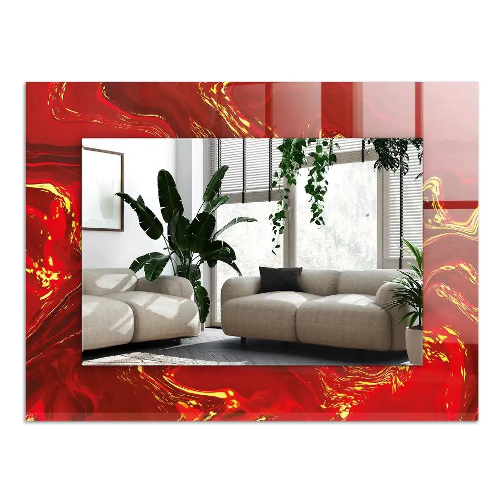 Rectangle decorative mirror Abstract red paint