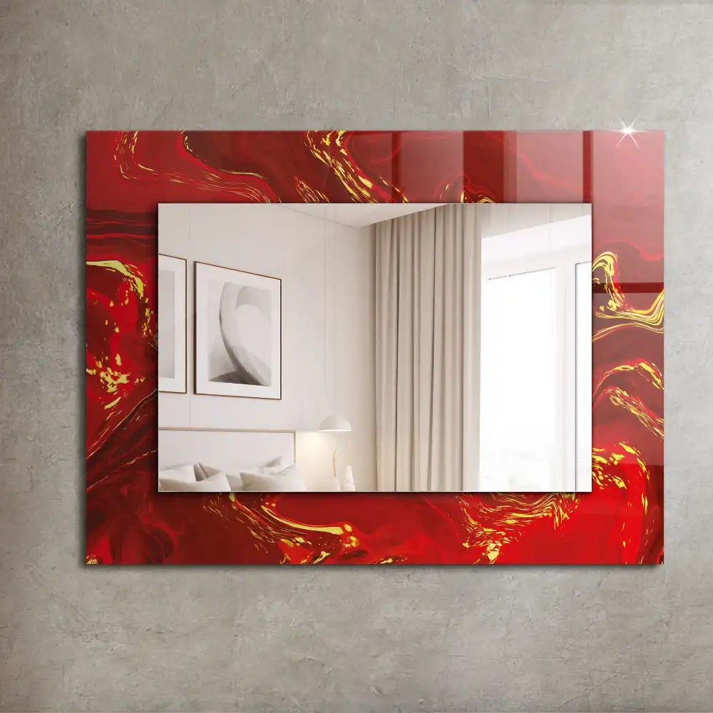 Rectangle decorative mirror Abstract red paint