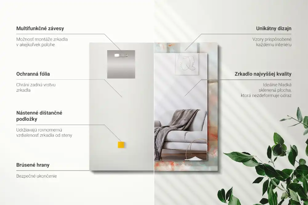 Rectangular wall mirror design Abstract colorful texture