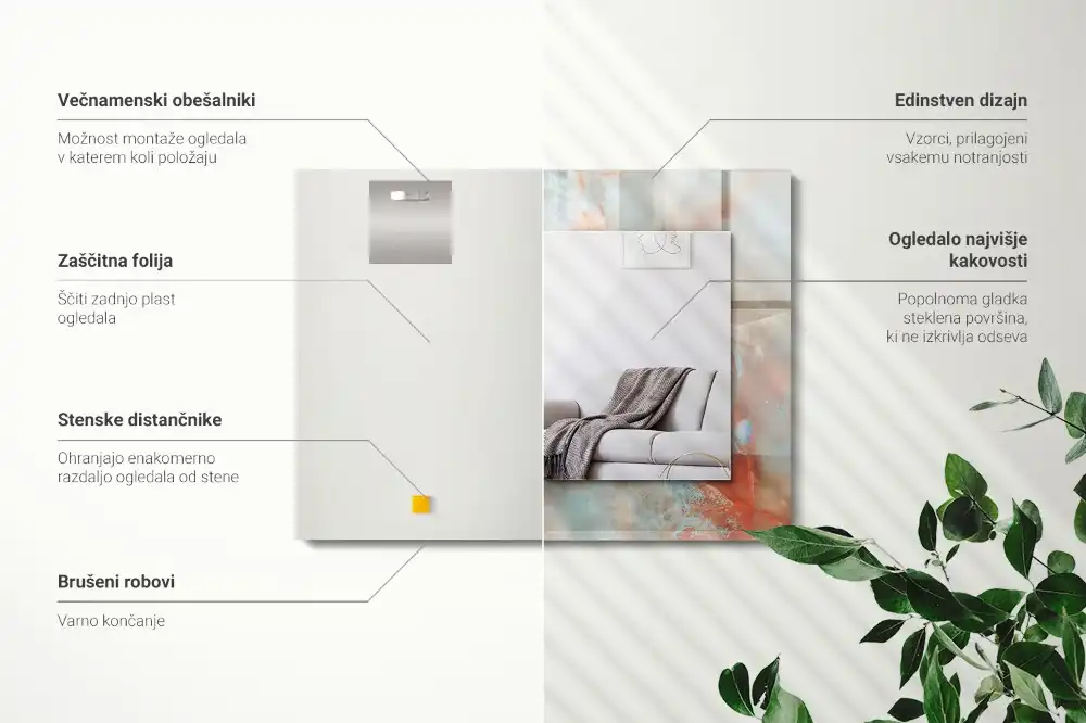 Rectangular wall mirror design Abstract colorful texture