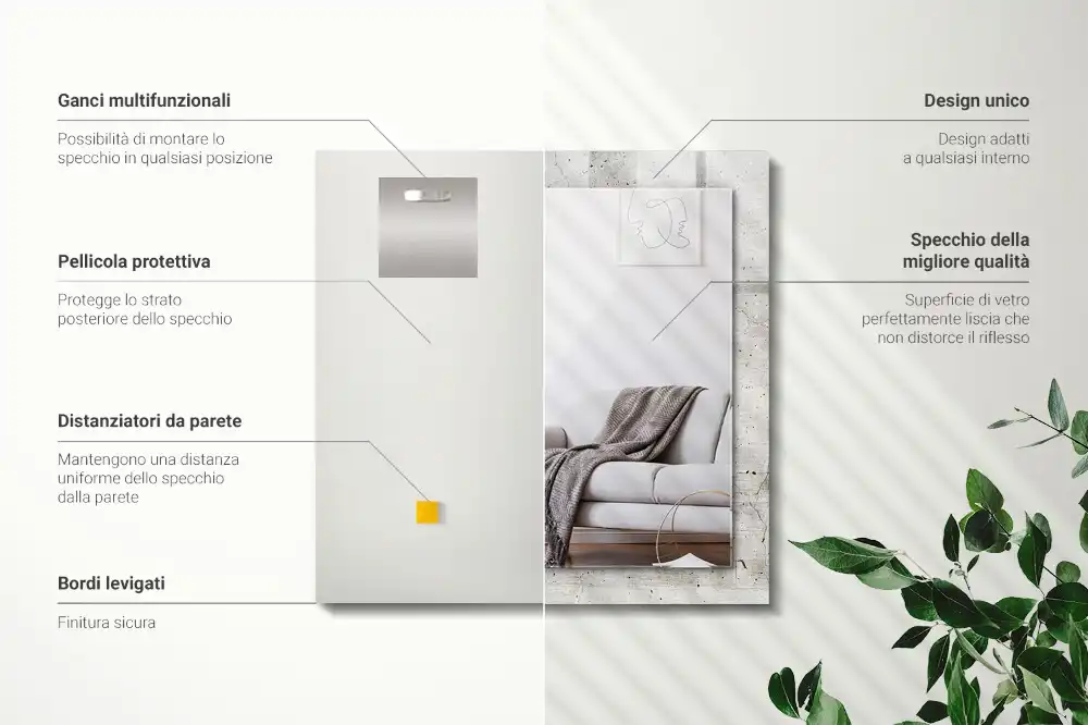 Rectangular decorative mirror Cracked concrete wall