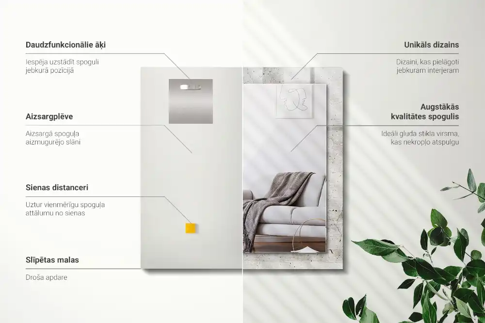 Rectangular decorative mirror Cracked concrete wall