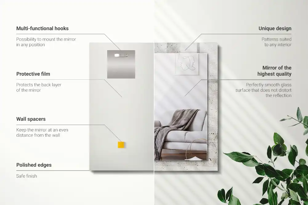 Rectangular decorative mirror Cracked concrete wall