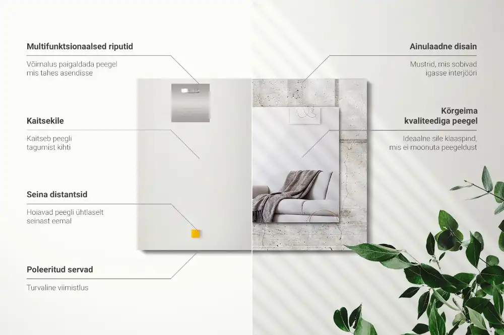 Rectangular decorative mirror Cracked concrete wall