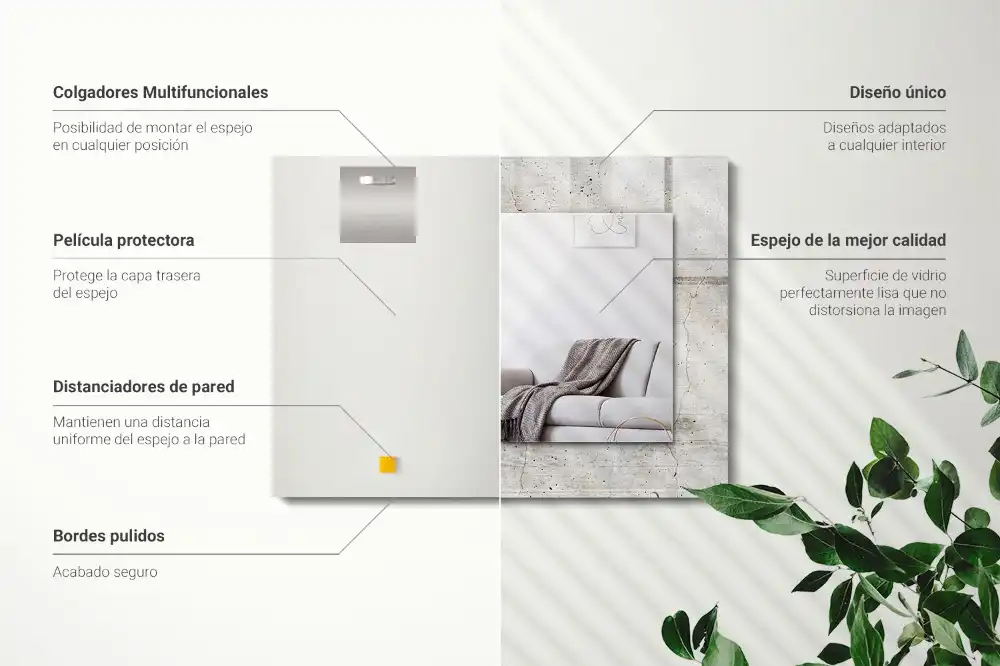 Rectangular decorative mirror Cracked concrete wall