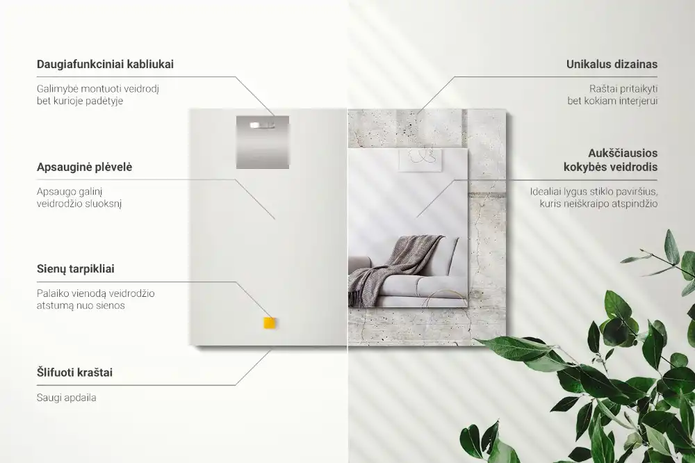 Rectangular decorative mirror Cracked concrete wall