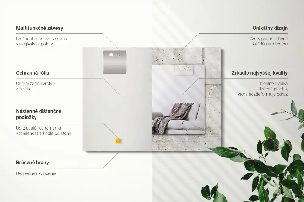 Rectangular decorative mirror Cracked concrete wall