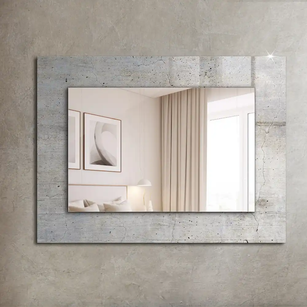 Rectangular decorative mirror Cracked concrete wall