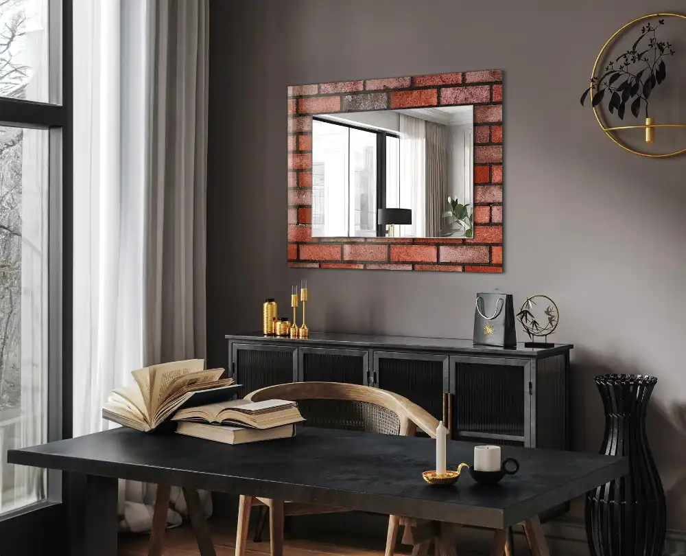 Rectangular mirror print Red brick wall