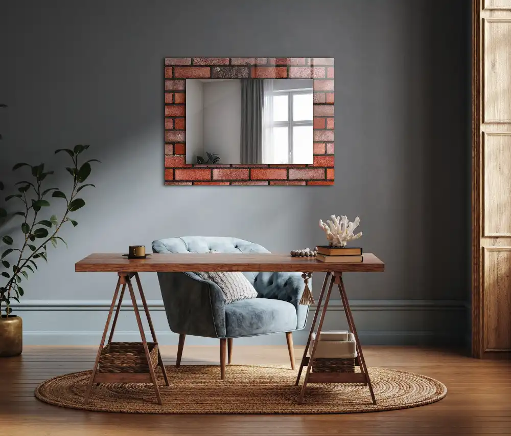 Rectangular mirror print Red brick wall