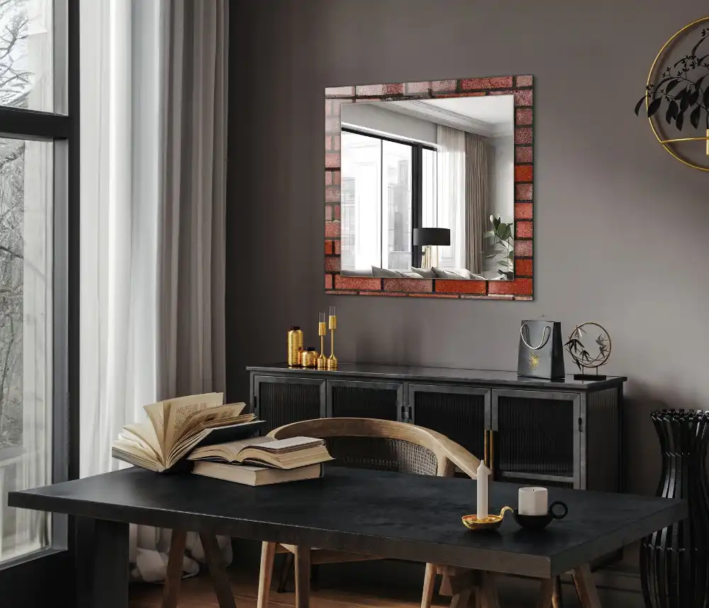 Rectangular mirror print Red brick wall