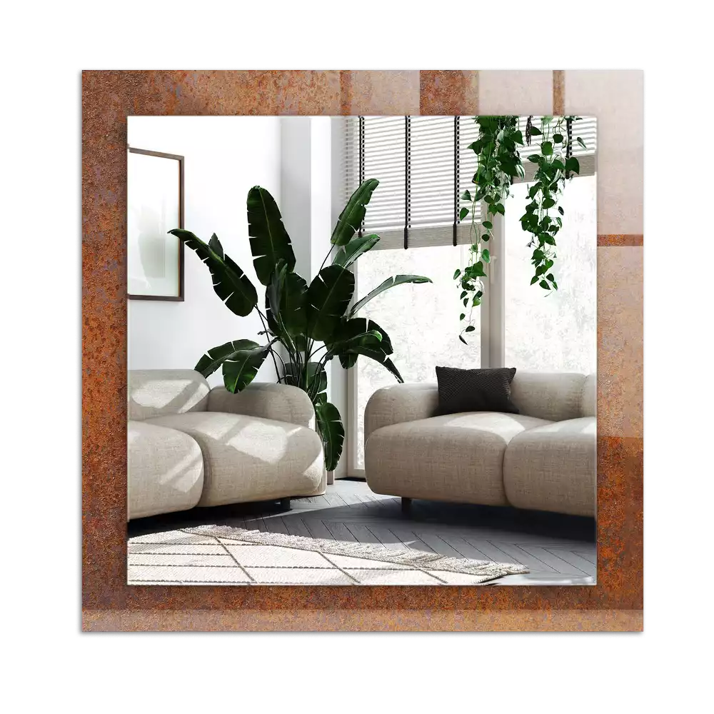 Rectangle decorative mirror Rusty metal surface