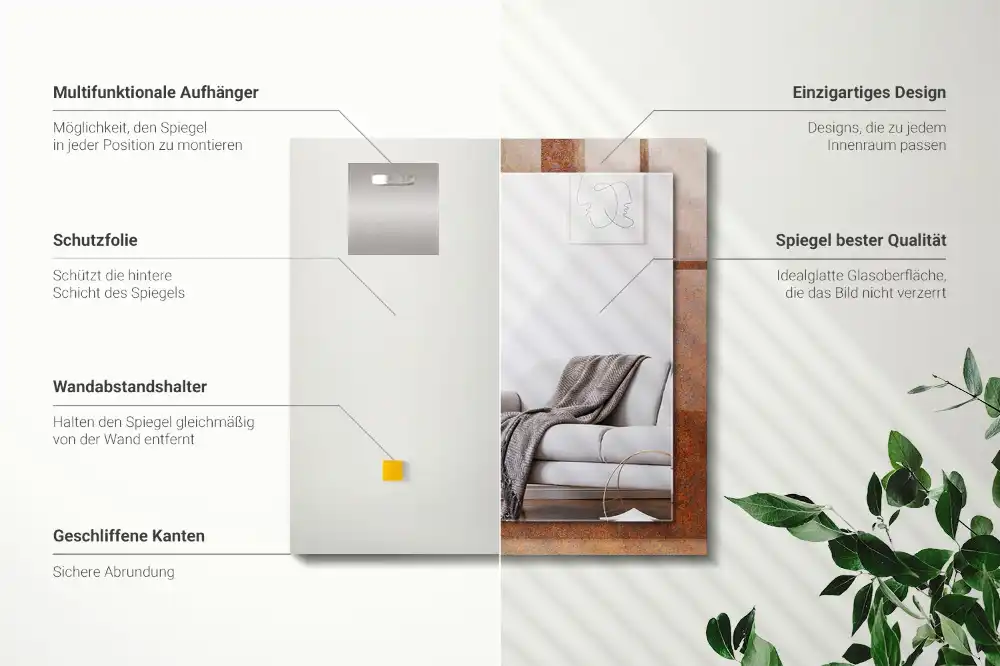 Rectangle decorative mirror Rusty metal surface