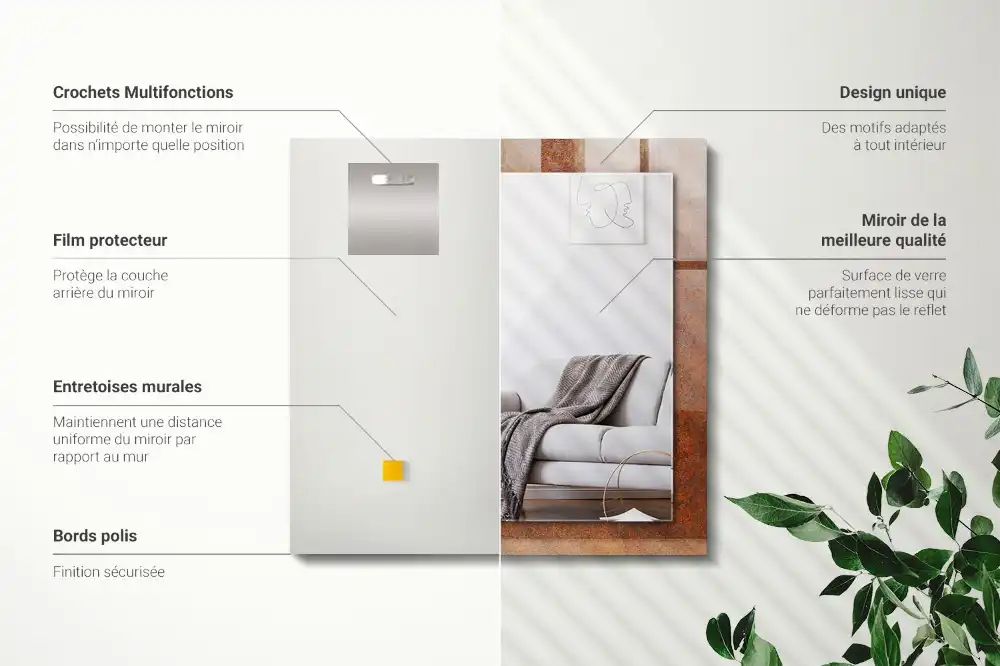 Rectangle decorative mirror Rusty metal surface