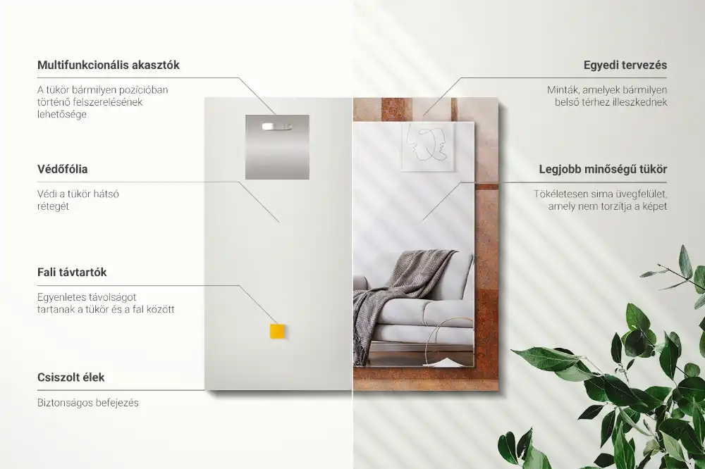 Rectangle decorative mirror Rusty metal surface