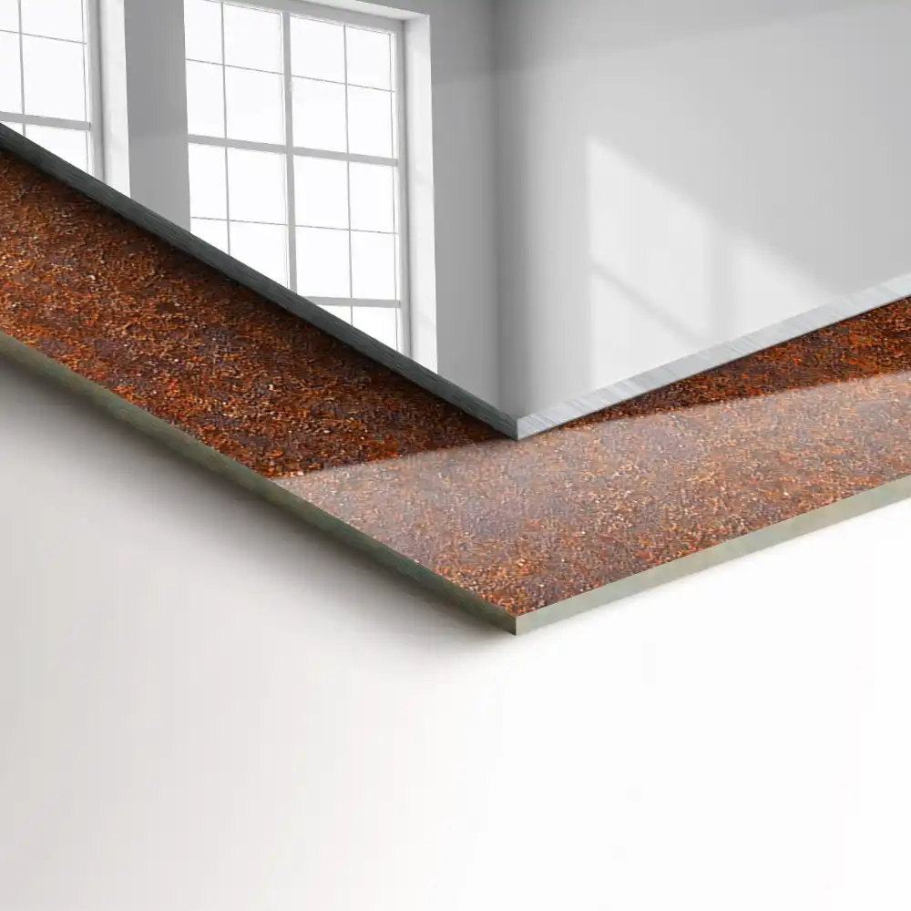 Rectangle decorative mirror Rusty metal surface