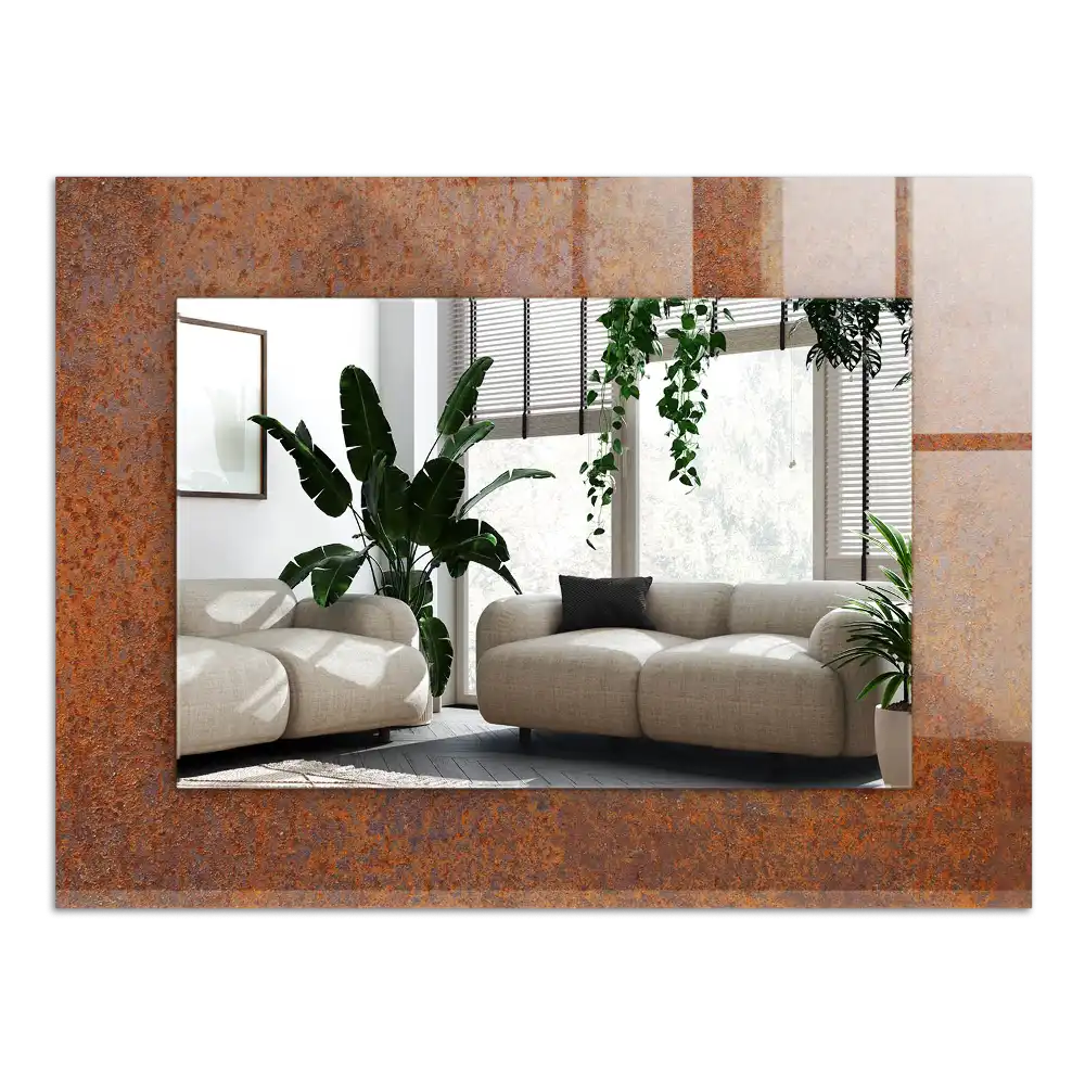 Rectangle decorative mirror Rusty metal surface