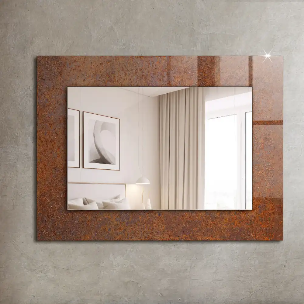 Rectangle decorative mirror Rusty metal surface