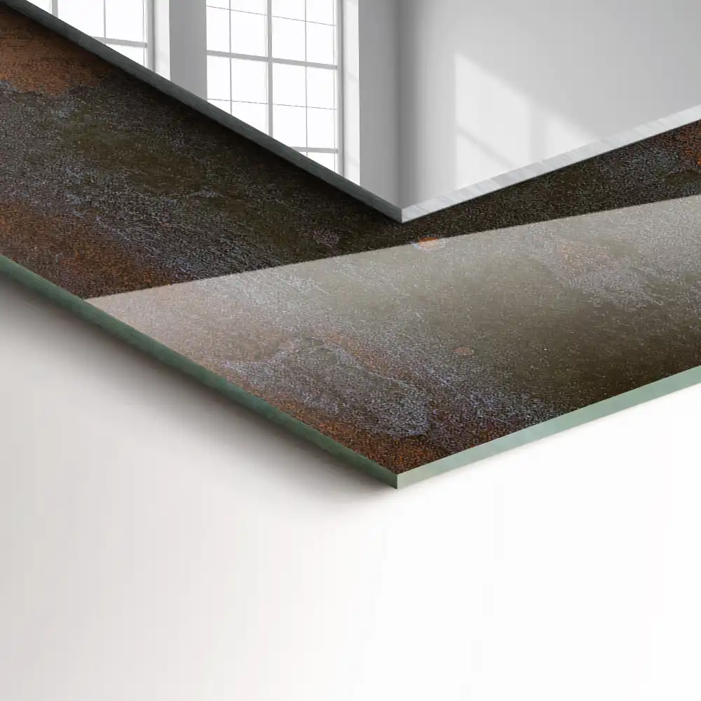 Rectangular wall mirror design Fashionable rust metal