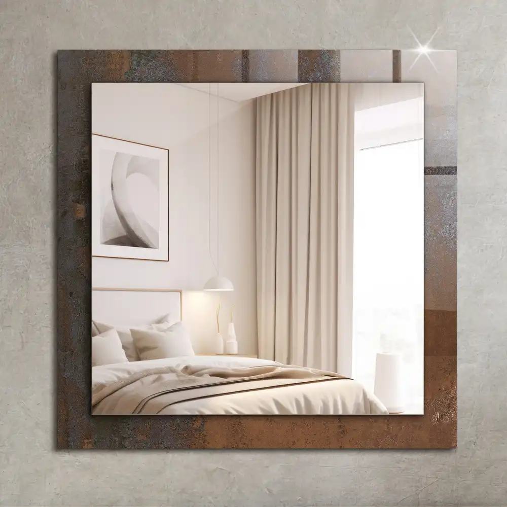 Rectangular wall mirror design Fashionable rust metal