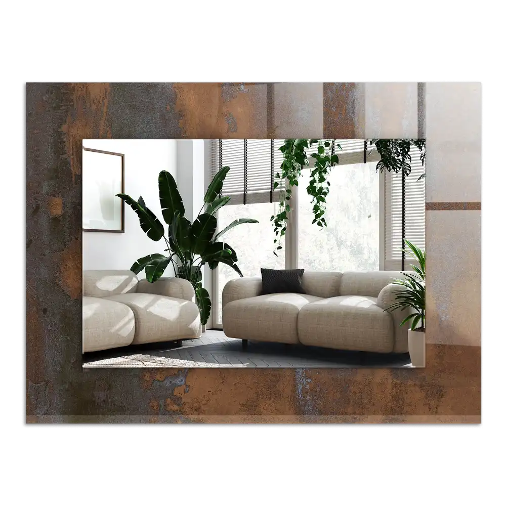 Rectangular wall mirror design Fashionable rust metal
